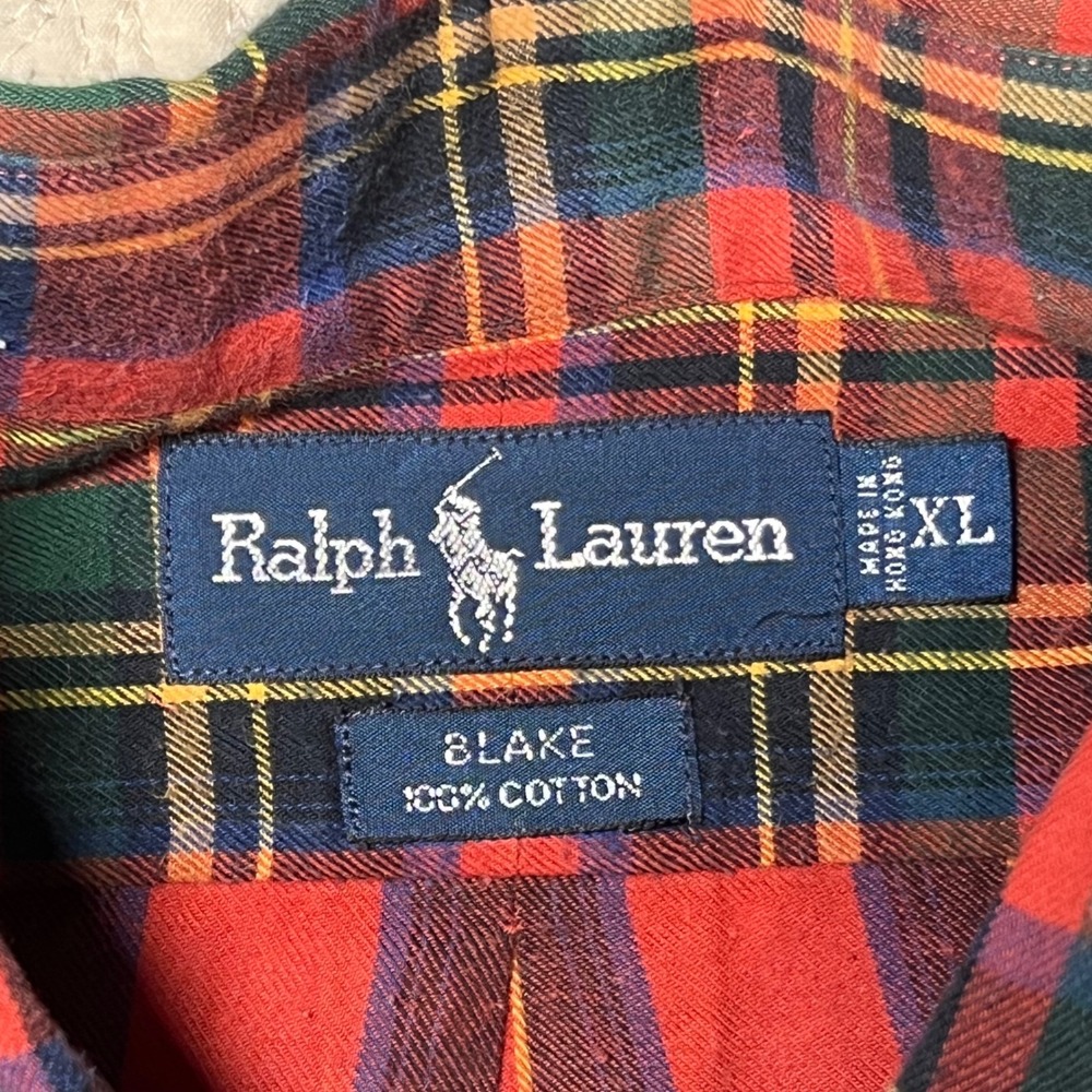 Ralph Lauren Blake Button Down Shirt Mens XL Tartan Plaid Cotton VTG Oversized - Picture 5 of 8